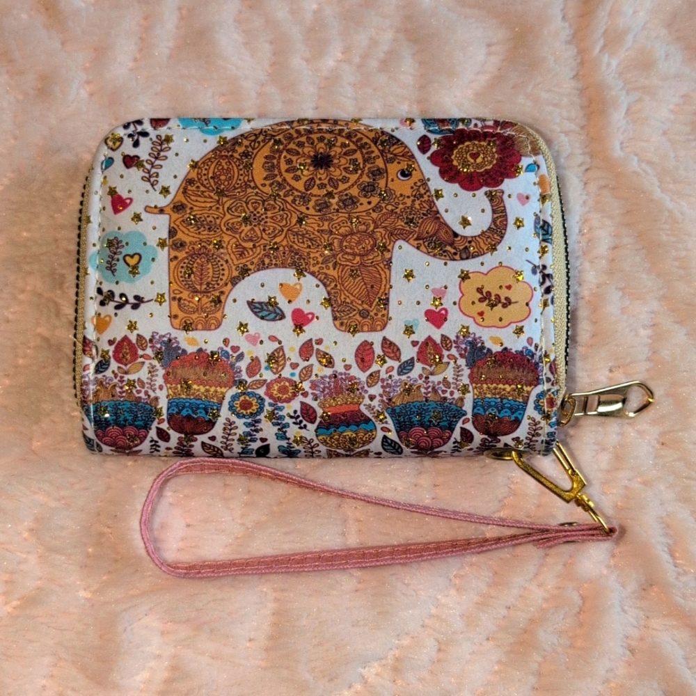 BNWOT Colorful Elephant Wallet/Coin Purse with Wrist Strap - Picture 2 of 6